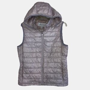CALVIN KLEIN Lavender Purple Puffer Logo Vest Sleeveless Jacket Hoodie Quilted